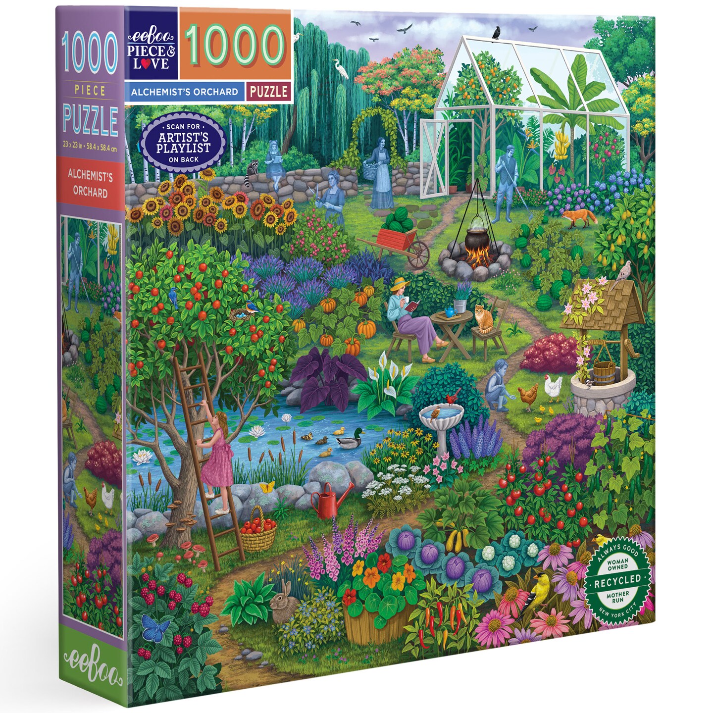 eeBoo Piece &#x26; Love: Alchemist&#x27;s Orchard - 1000 Piece Puzzle - Adult Square Jigsaw, 23x23&#x22;, Includes Image Reference Insert, Glossy High-Quality Pieces