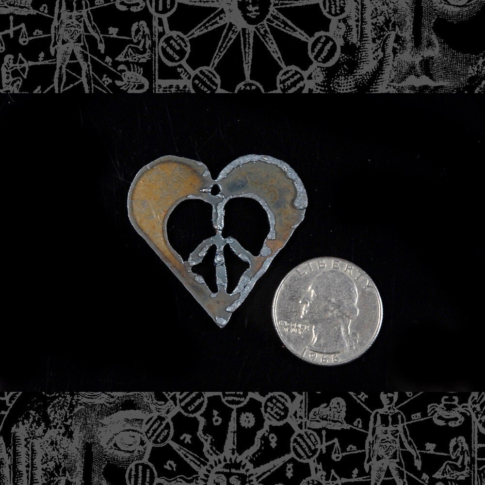 Iron Heart Peace Sign Pendant - XXX - I-P7