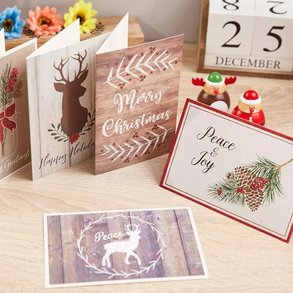 48x Christmas Cards with Envelopes, Funny Car Set Blank Greeting Cards Bulk 4x6&#x201C;