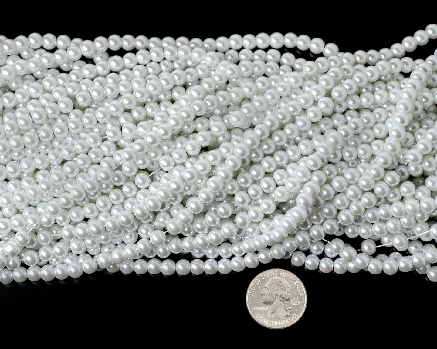 6mm White Glass Pearl Beads - GB-GP1