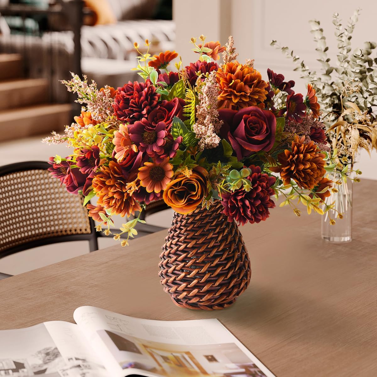 Artificial Faux Flowers in Vase