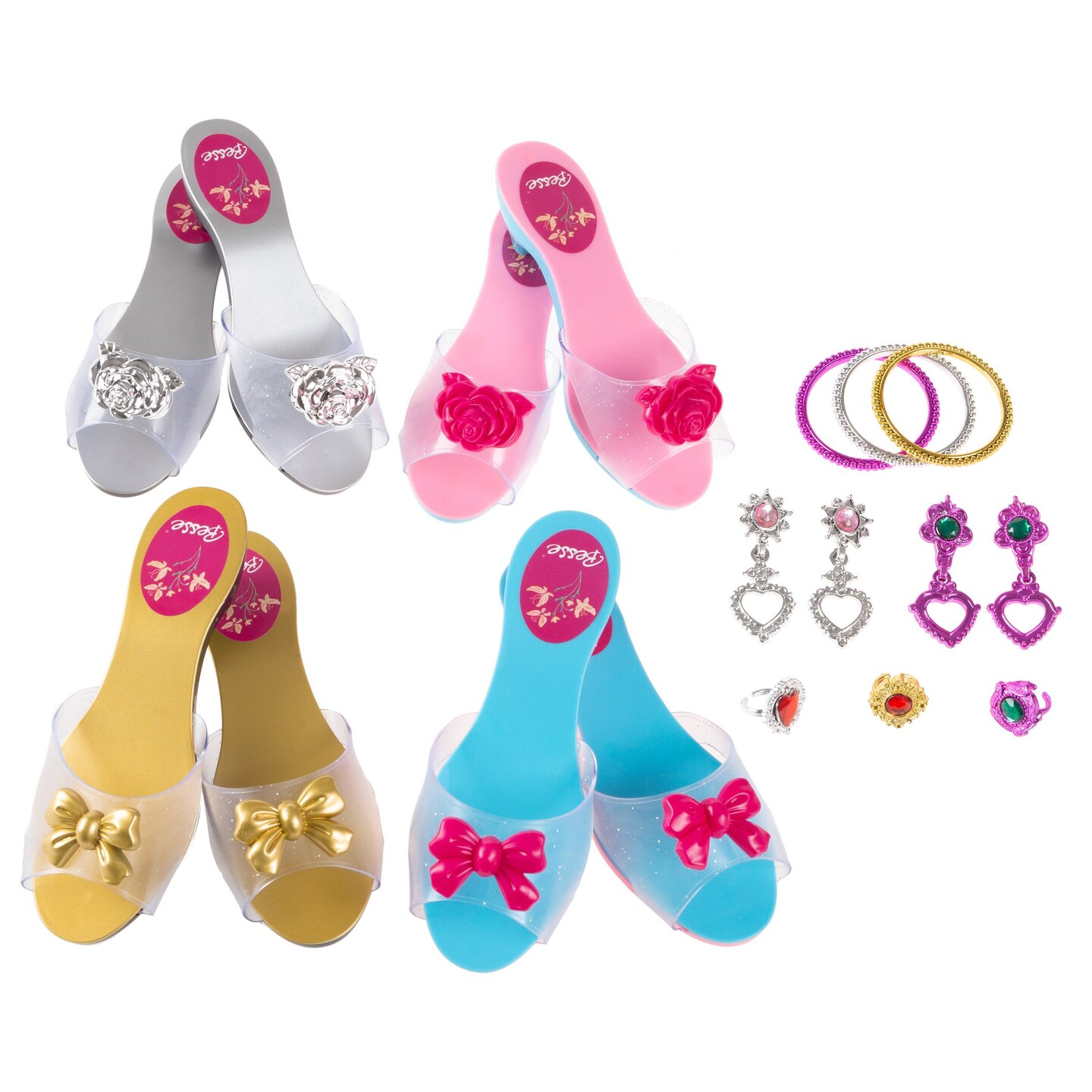 Princess Dress Up Set With High Heels Jewelry Accessories For Pretend Play