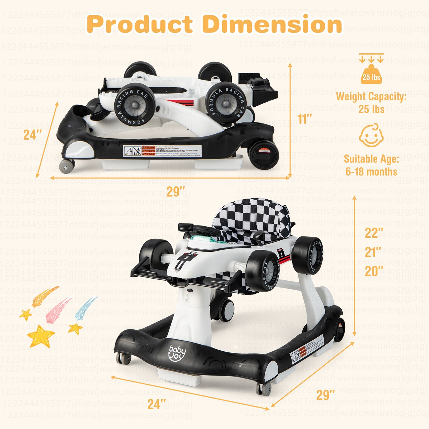 Costway 4-in-1 Baby Walker Foldable Activity Push Walker Adjustable Yellow/Blue/Red/Black/White/Deep Pink/Purple