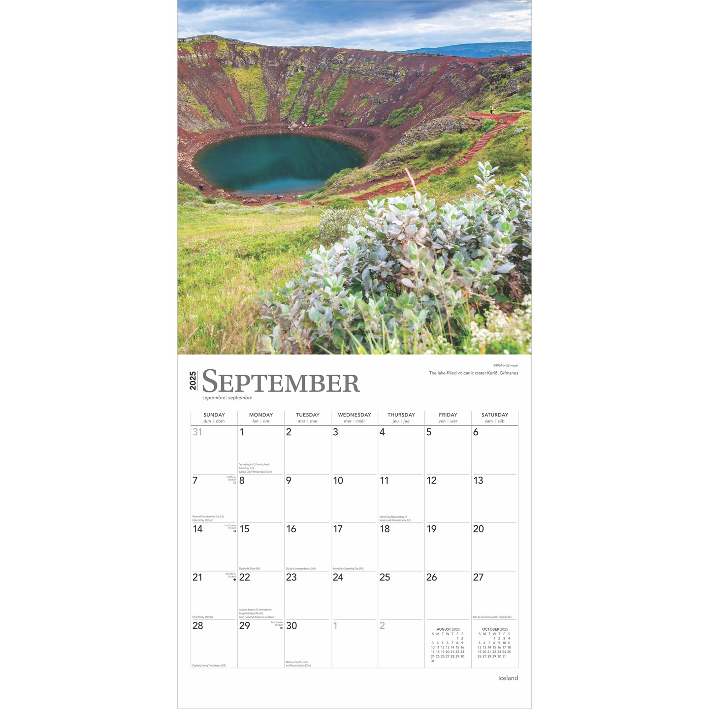 Iceland | 2025 12 x 24 Inch Monthly Square Wall Calendar | Plastic-Free | BrownTrout | Scenic Travel Europe Glaciers