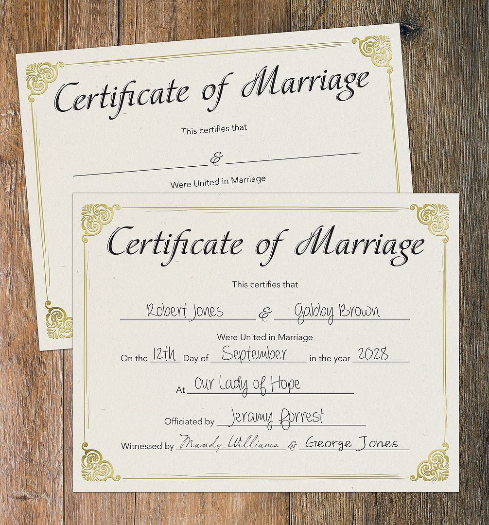 Great Papers! Marriage Certificate with Gold Foil, for Weddings, Ceremony, and Proposals 20 Pack