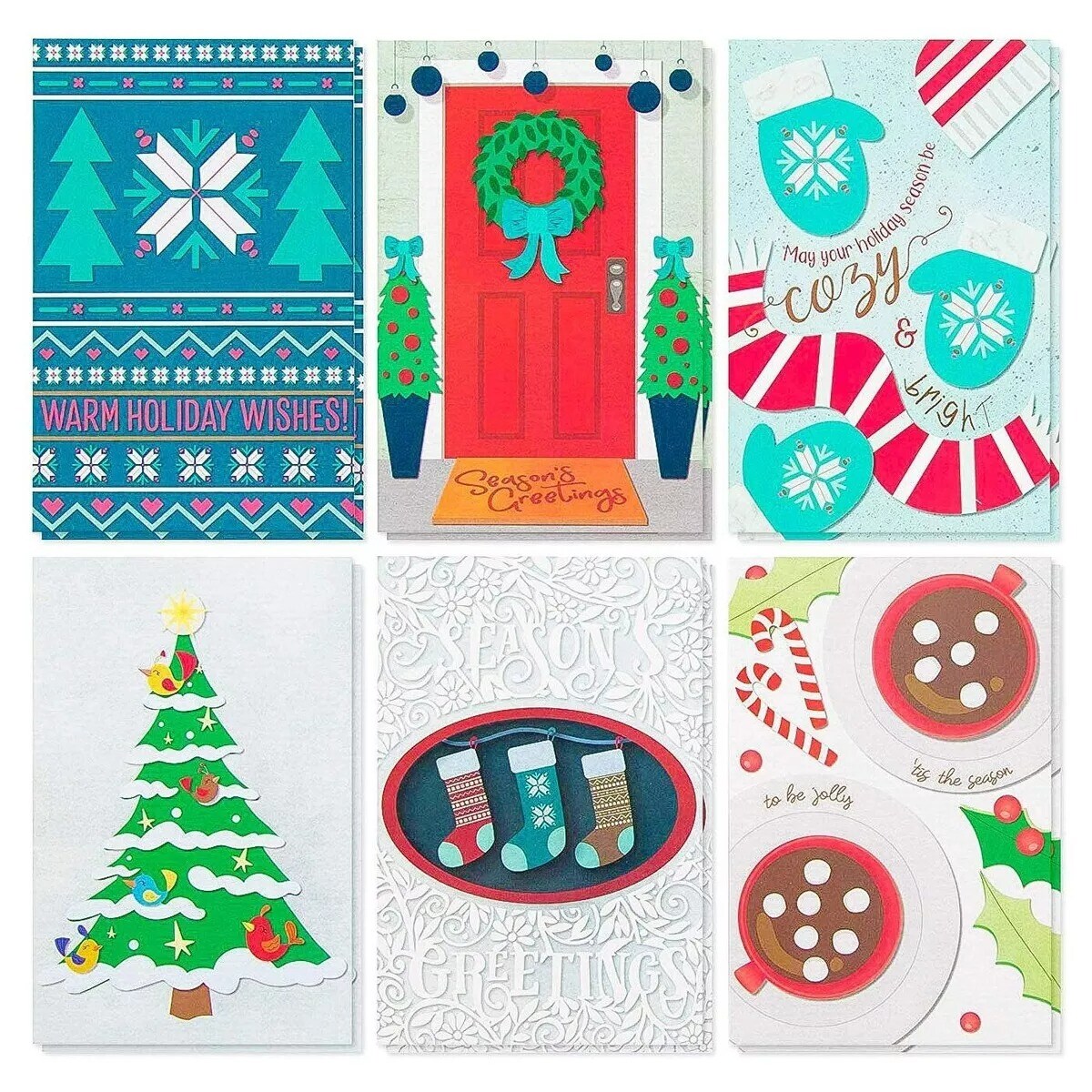 48x Christmas Cards with Envelopes, Funny Cozy Blank Greeting Cards Bulk 4x6&#x201C;