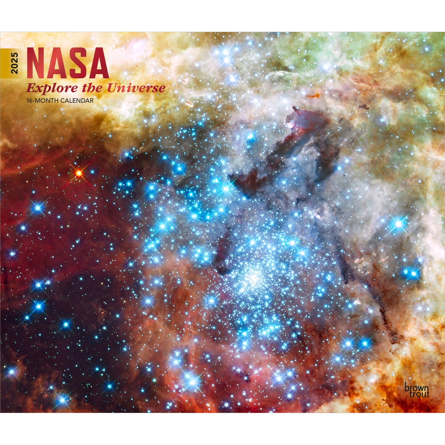 NASA Explore the Universe | 2025 14 x 24 Inch Monthly Deluxe Wall Calendar | Foil Stamped Cover | Plastic-Free | BrownTrout | Space Cosmos Inspiration