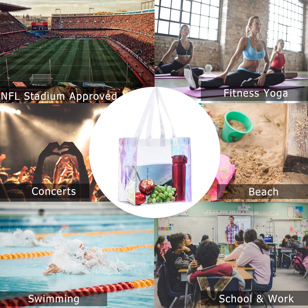 Clear Tote Bag, 2-Pack Stadium Approved Hologram Clear Bag, Great for Sports Games, Work, Security Travel, Stadium Venues or Concert, 12&#x22;X 12&#x22;X 6&#x22;