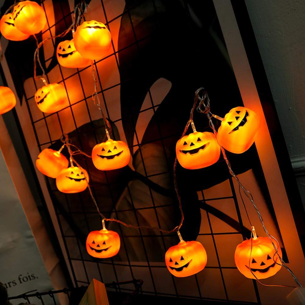 20 LED Pumpkin String Lights 9.8 Feet Halloween Decor, 2 Modes Steady and Flickering Lights for Indoor, Outdoor, Festival, Party, Holiday, Halloween Decorations