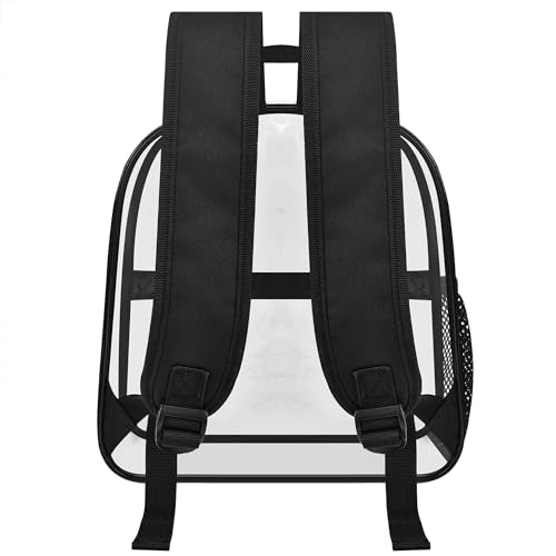 Clear Backpack for Stadium Approved 12×6×12, Water proof Clear Bag for Stadium Events and Concert Work Sport Event(Black)