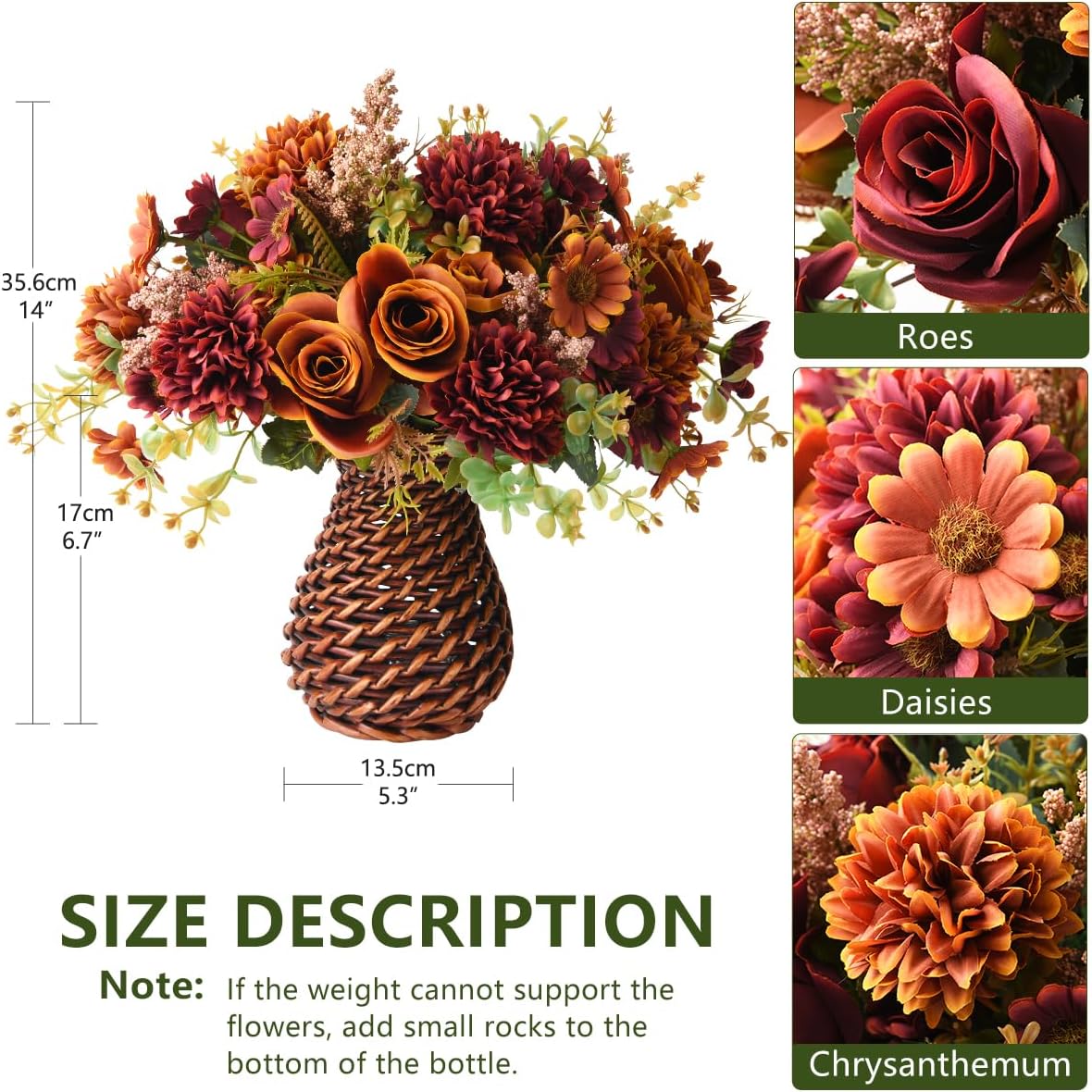 Artificial Faux Flowers in Vase
