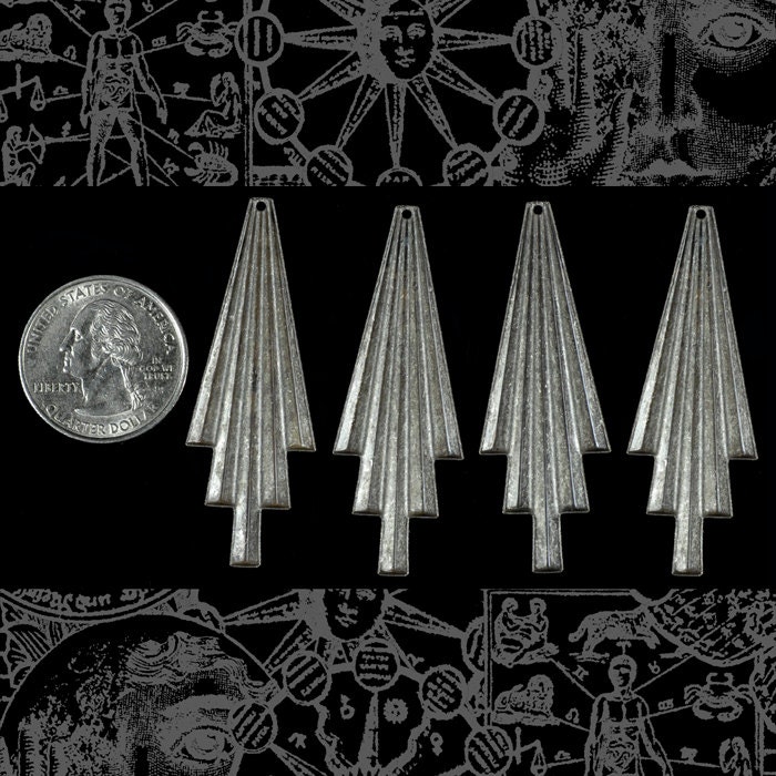 Antiqued Silver Plated Brass Comet Trail Charms - Set of Six - S-C43