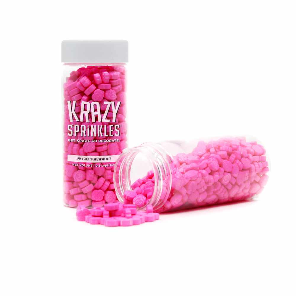 Krazy Sprinkles - Pretty in Pink Roses (1/2 Cup, 1x Jar) for Cakes, Ice Cream &#x26; Cookies
