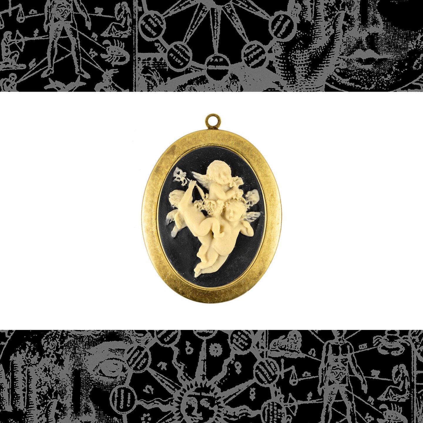 Antiqued Brass - 30mm x 40mm - Cameo Frames with Smooth Border - Set of Two - AB-F37