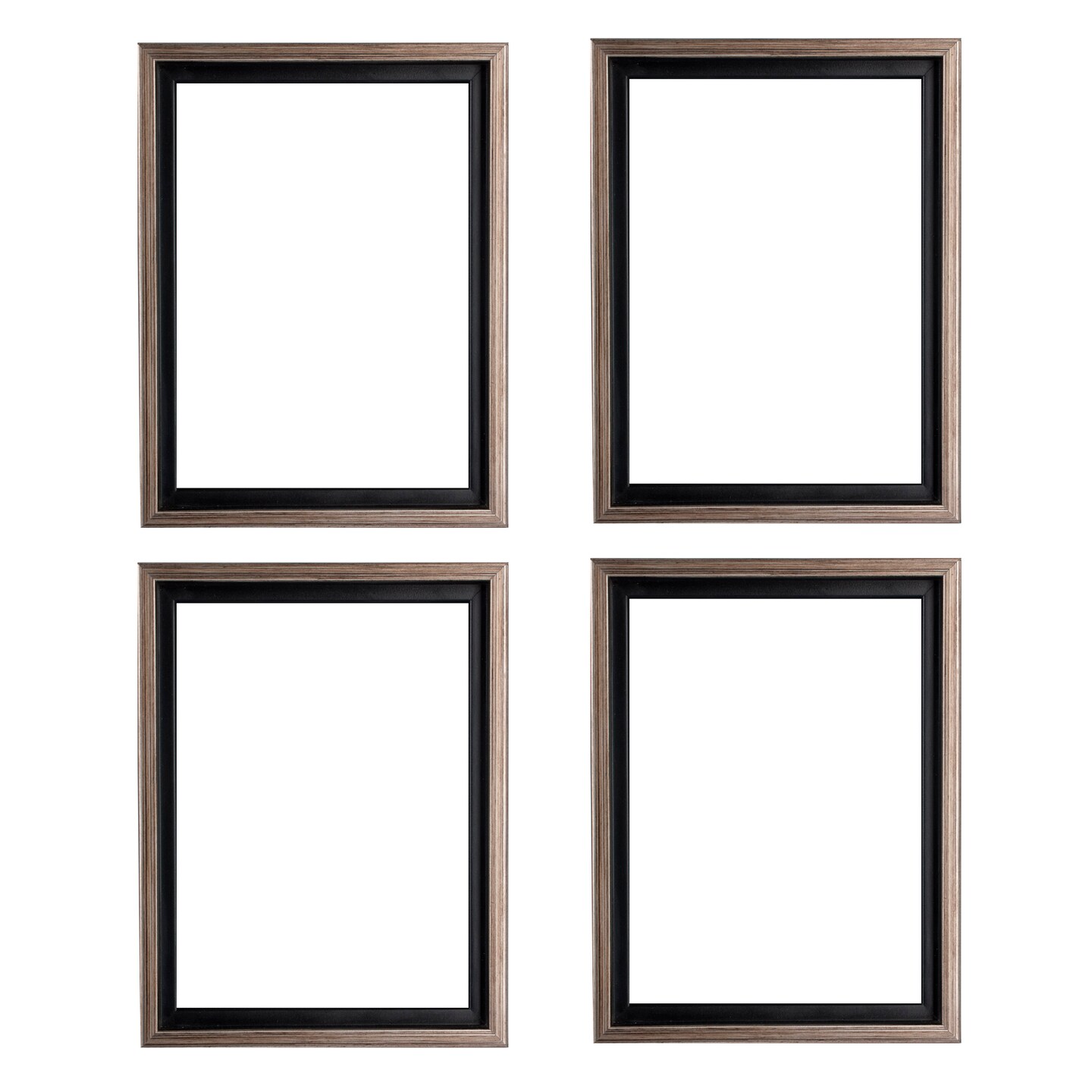 Creative Mark Illusions Floater Frame For 3/4&#x22; Deep Canvases - Black w/ Antique Silver Edge - Set of 4 - Ideal for Galleries &#x26; Home Decor - Wood Float Frame for Canvas Paintings - w/ Hanging Hardware