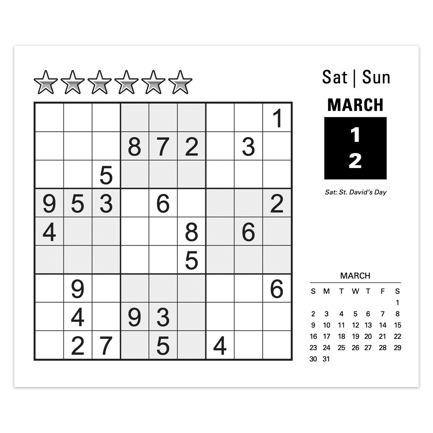 Sudoku | 2025 6 x 5 Inch Daily Desktop Box Calendar | New Page Every Day | Cal Ink | Puzzle Game Logical Combinatorial Numbers Math