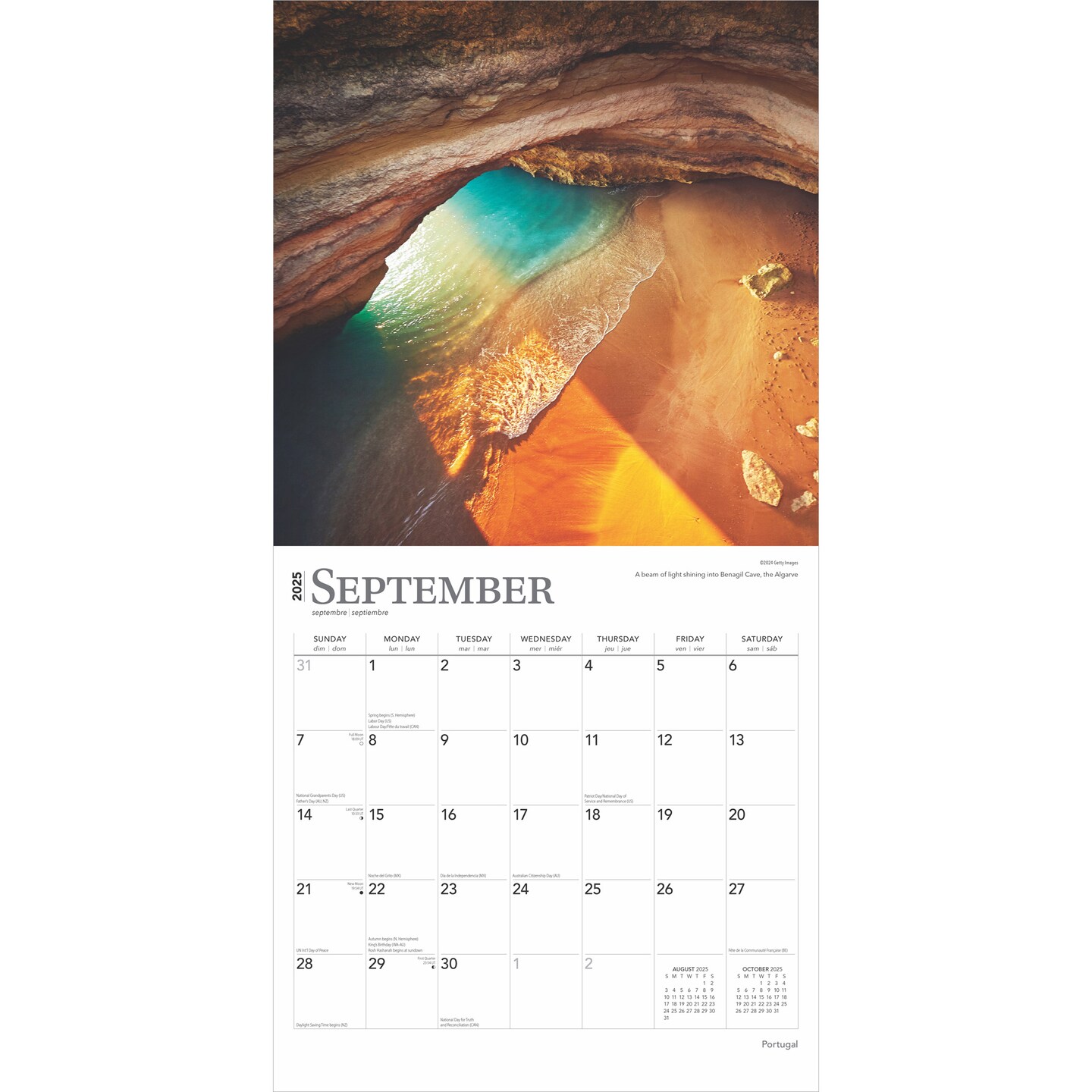 Portugal | 2025 12 x 24 Inch Monthly Square Wall Calendar | Plastic-Free | BrownTrout | Travel Europe Lisbon Atlantic