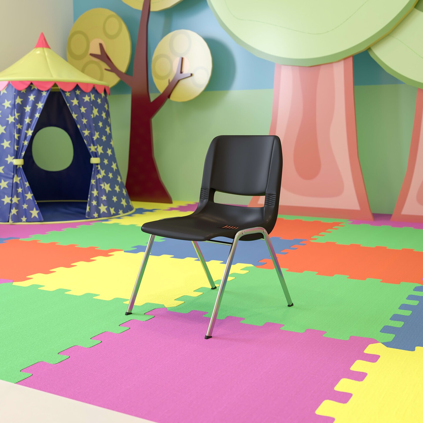 Emma and Oliver Ergonomic Kid's Shell Stack Chair - 14" Seat Daycare Home School