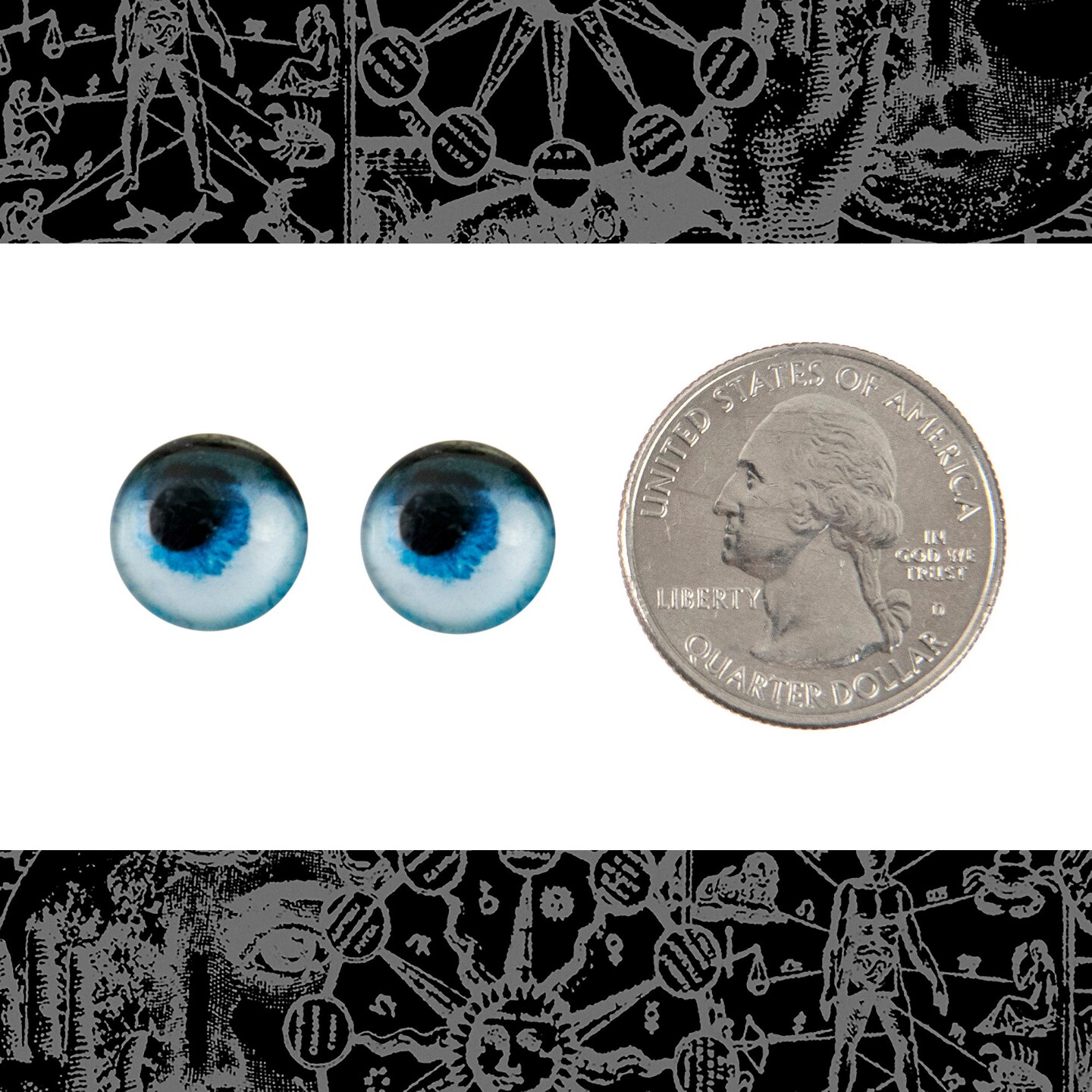12mm Two Tone Blue Eye Cabochons - Set of Two - CAB41