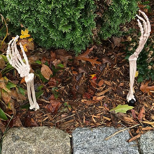 Creepy Hands Arms with Lawn Stakes, Realistic Skeleton Bones for Outdoor Party Yard Lawn Garden Graveyard Haunted House Decor