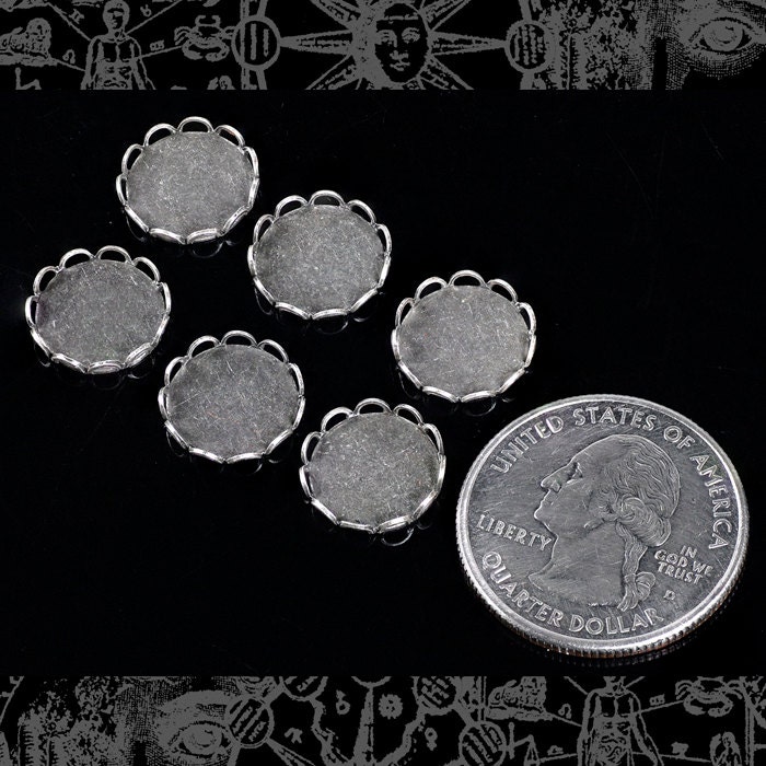 Antiqued Silver Plated Brass 11mm Frames - Set of Six - XXX - S-F27