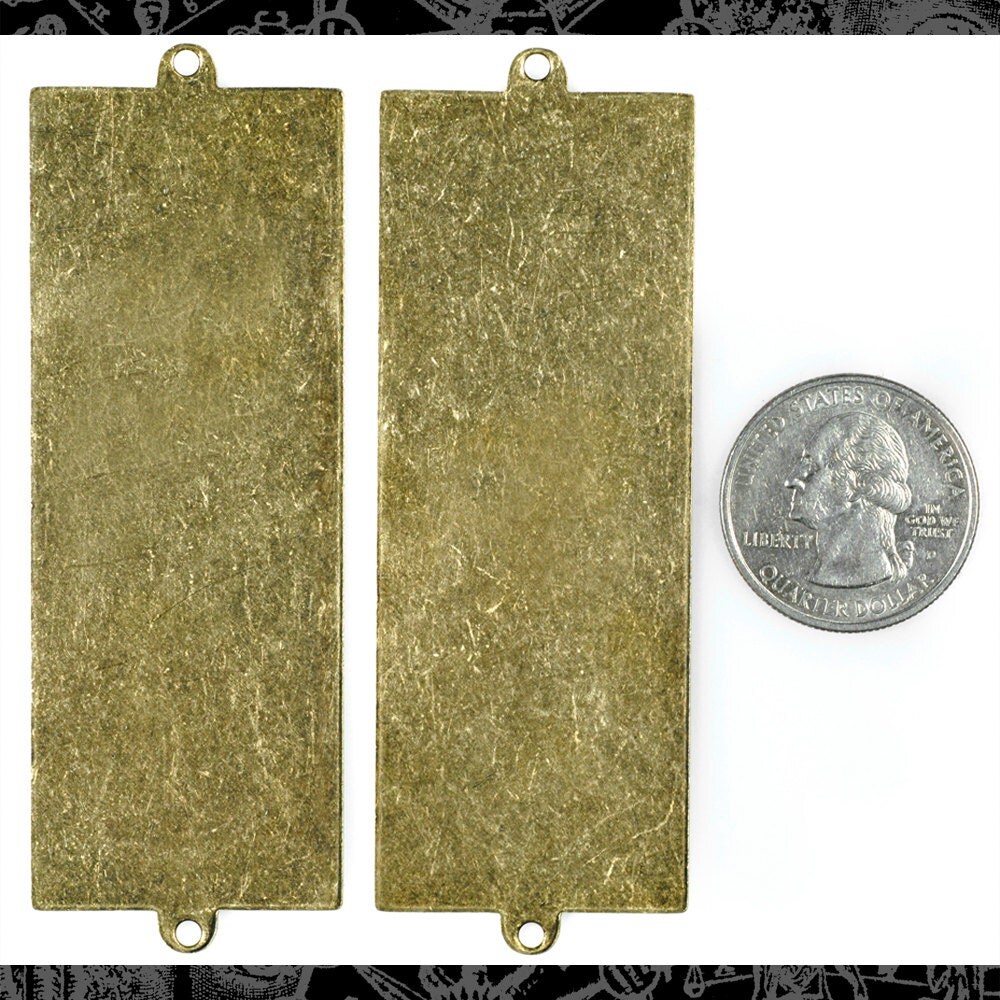 Antiqued Brass Rectangular Blank Brass Stampings - Set of Two- AB-W14