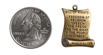 Raw Brass United States Patriotic Charms - Set of Four - B-C17