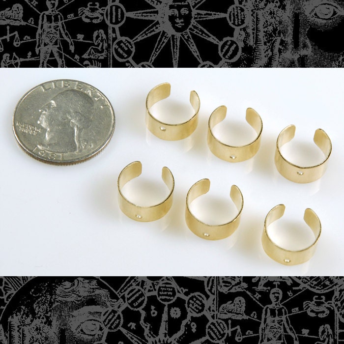 Raw Brass Ear Cuffs with Hole - Earring Cuff - Set of Six - XXX - B-OD4
