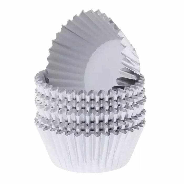 Metallic Silver Cupcake Wrappers &#x26; Liners | 25 PC Set