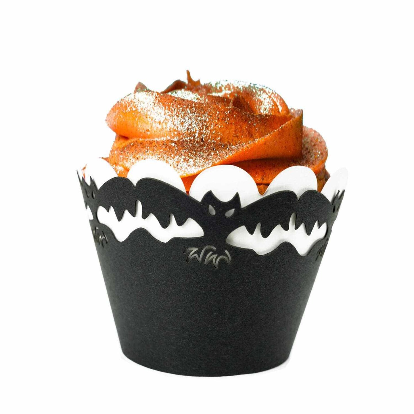 Black Bat Print Cupcake Wrappers &#x26; Liners | 25 PC Set