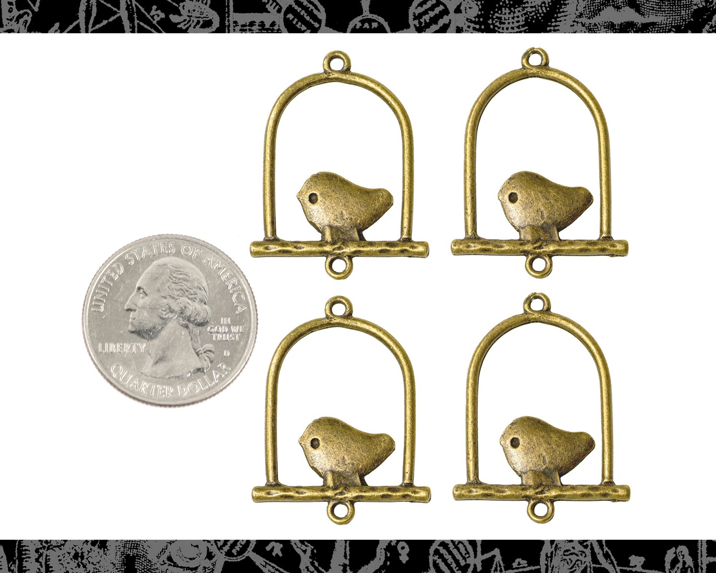 Bronze Finish Fat Bird on Swing Connectors - Set of Four - XXX - ZB-2C08