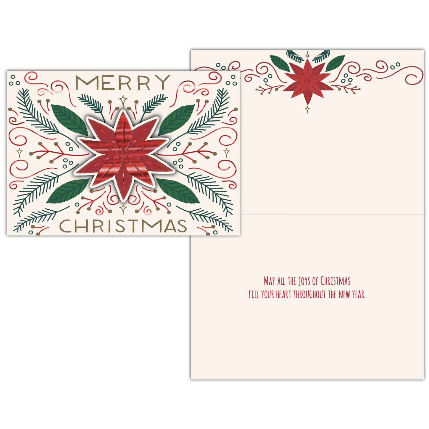 Poinsetta - Boxed Christmas Cards -15 Cards &#x26; Envelopes