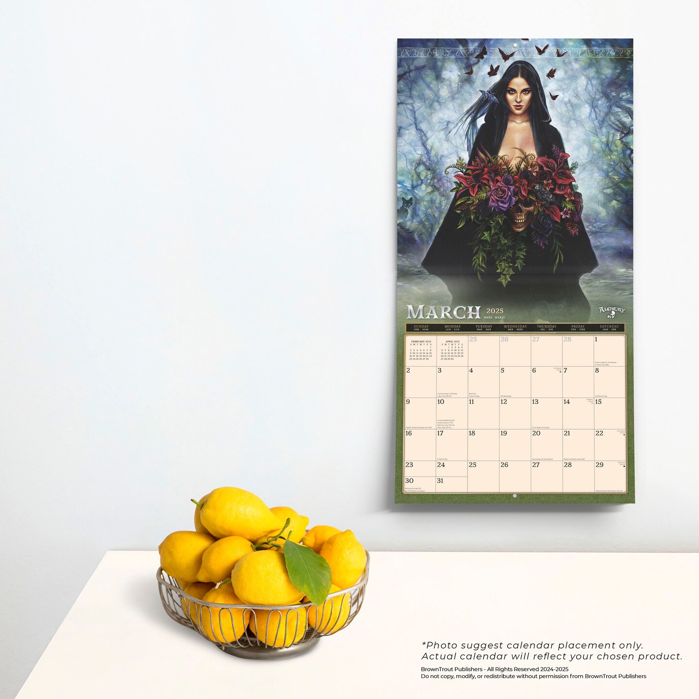 Alchemy Witches OFFICIAL | 2025 12 x 24 Inch Monthly Square Wall Calendar | Plastic-Free | BrownTrout | Manchester Artists Anti Jewellery Design