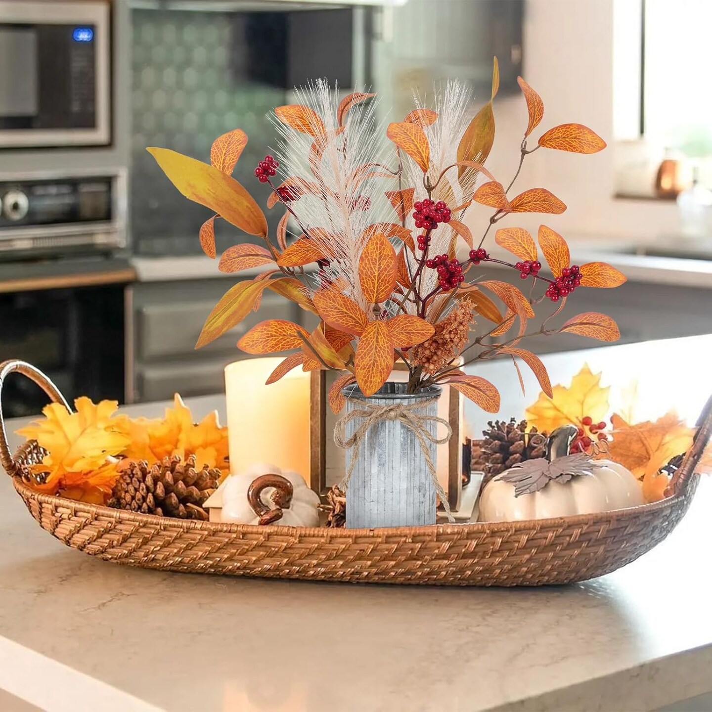 Artificial Fall Flowers in Vase