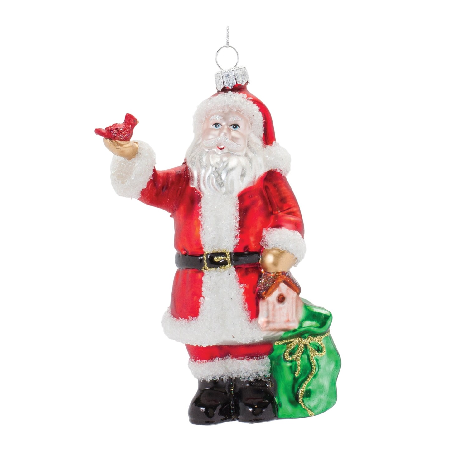 Melrose Set of 6 Santa with Cardinal Christmas Ornaments 6.25&#x22;