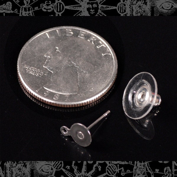 Silver Plated Earring Finding Connector Posts with Backs - Six Pairs - EAR1