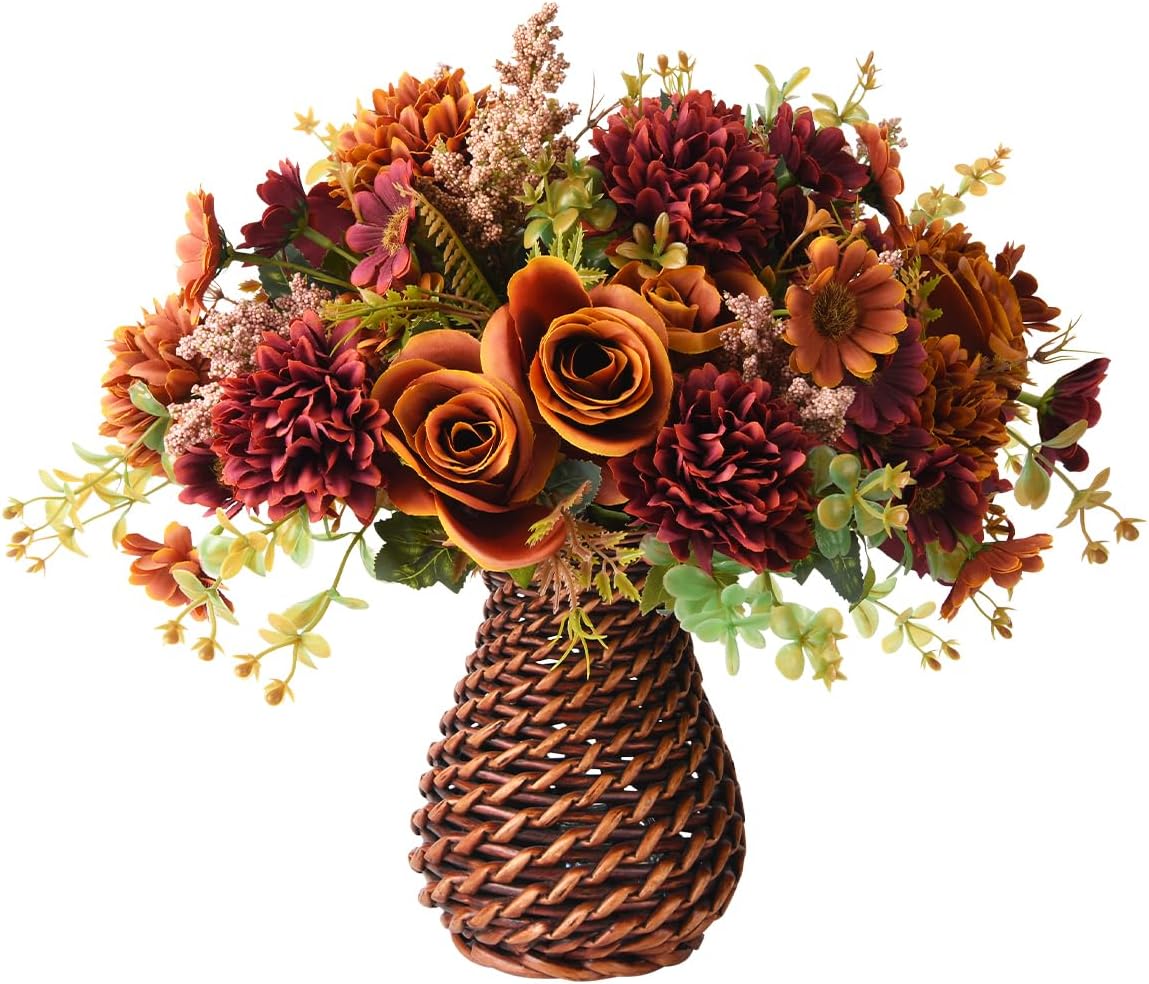 Artificial Faux Flowers in Vase