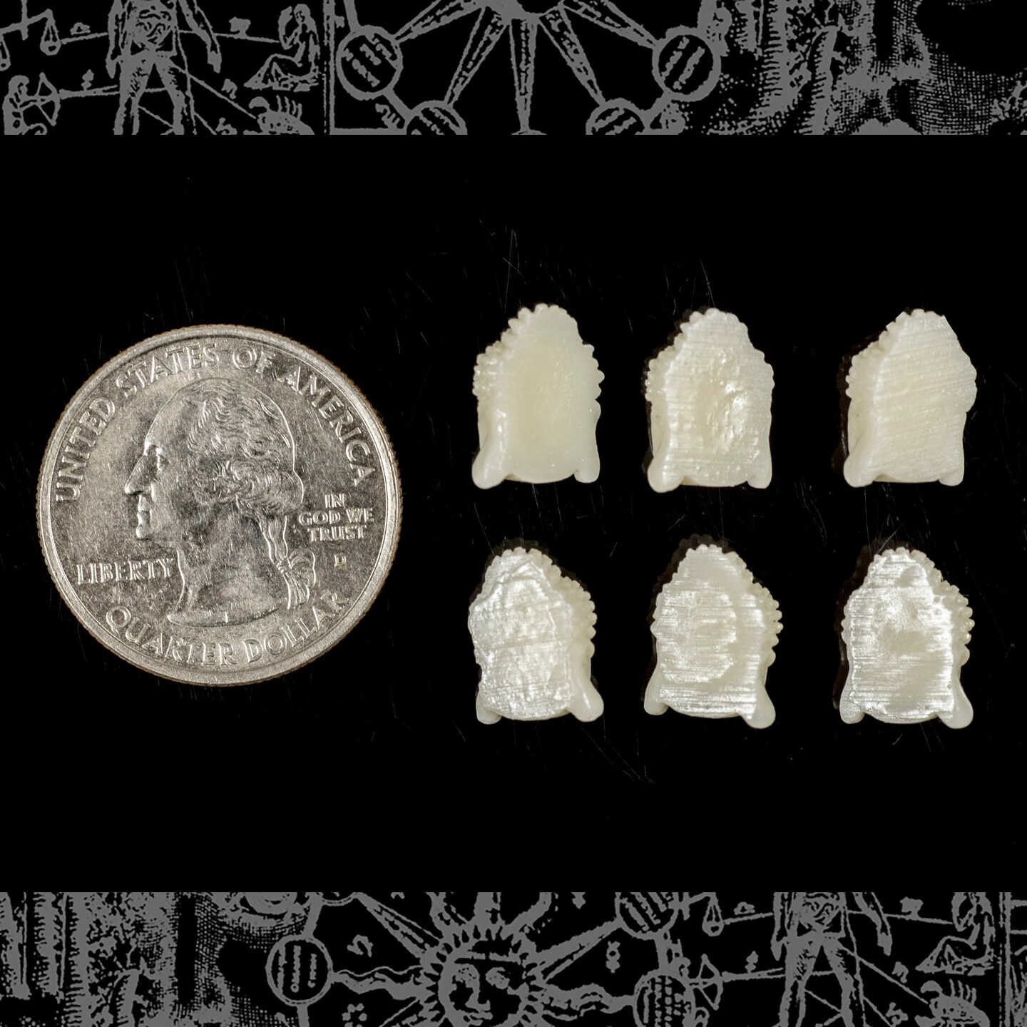 White Colored Buddha Beads - Resin - Set of Six - Bead-B65