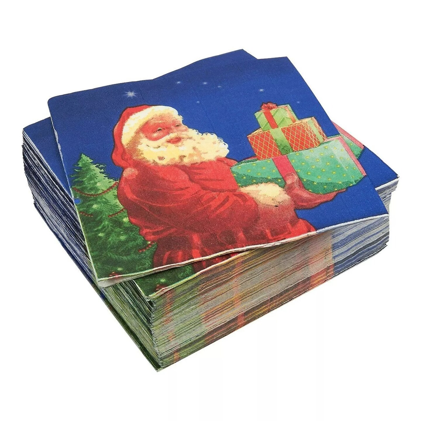 100 ct Christmas Napkins Paper Disposable for Holiday Party 6.5x6.5” Santa Claus