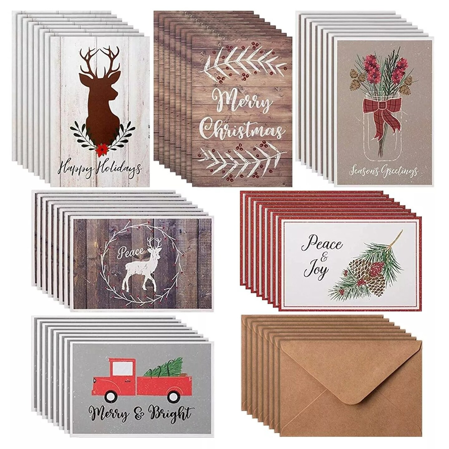 48x Christmas Cards with Envelopes, Funny Car Set Blank Greeting Cards Bulk 4x6&#x201C;
