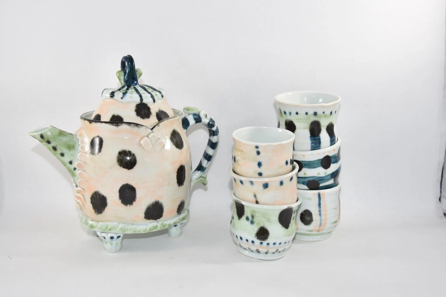 Whimsical Teapot with Six Tea Cups MakerPlace by Michaels