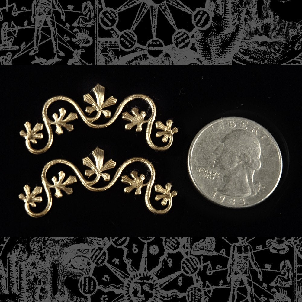 Raw Brass Vine Leaf Wraps - Set of Two - B-W06