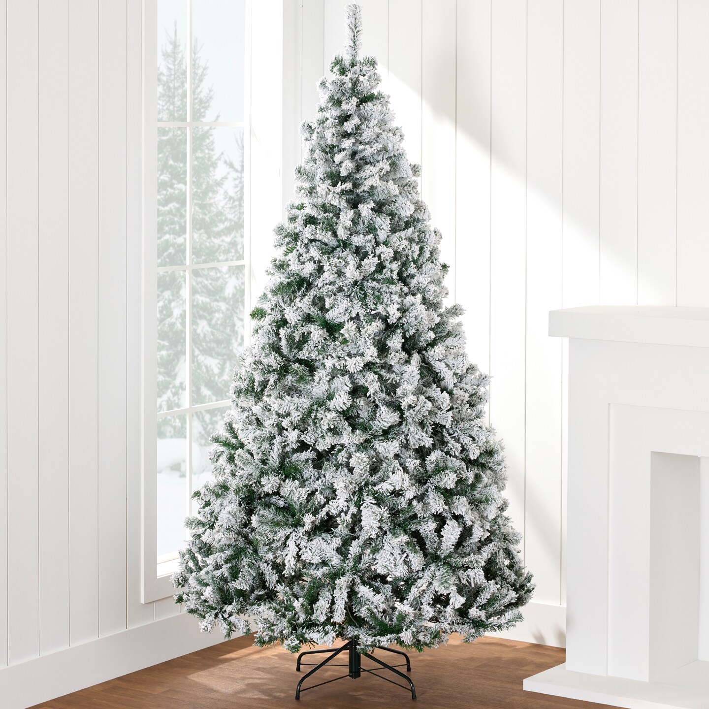 Best Choice Products Snow Flocked Christmas Tree, Premium Holiday Pine Branches, Foldable Metal Base