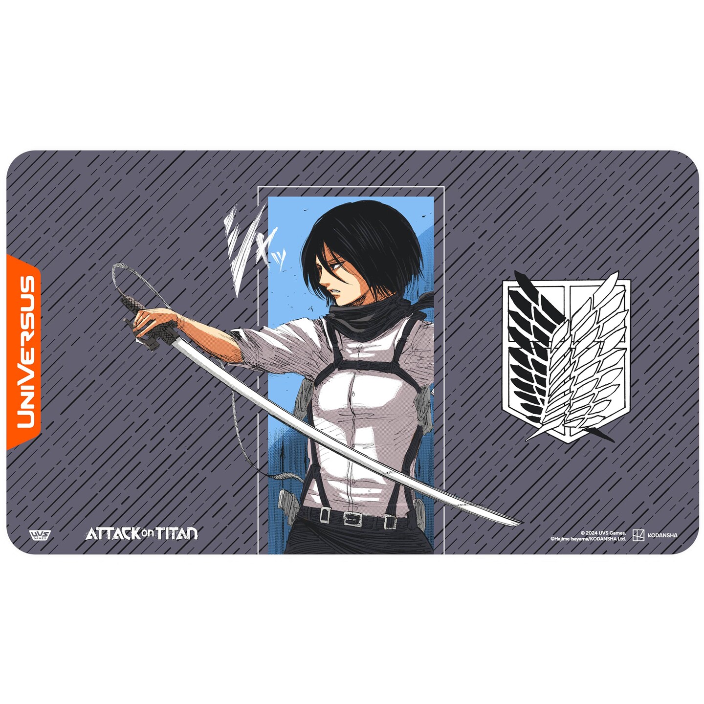 UniVersus Attack on Titan: Battle for Humanity - Mikasa Ackerman Playmat - 24 x 14&#x22; Neoprene Mat, Tabletop Card Game Accessory, UVS Games, Licensed