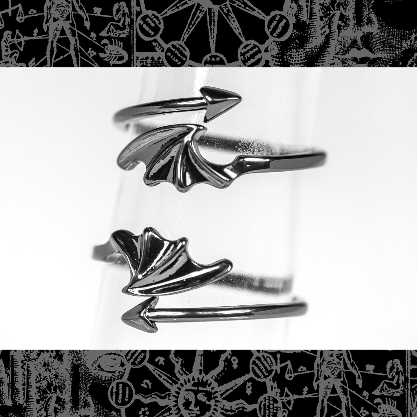 Gunmetal Bat or Devil Rings -Set of Two - Ring-B15