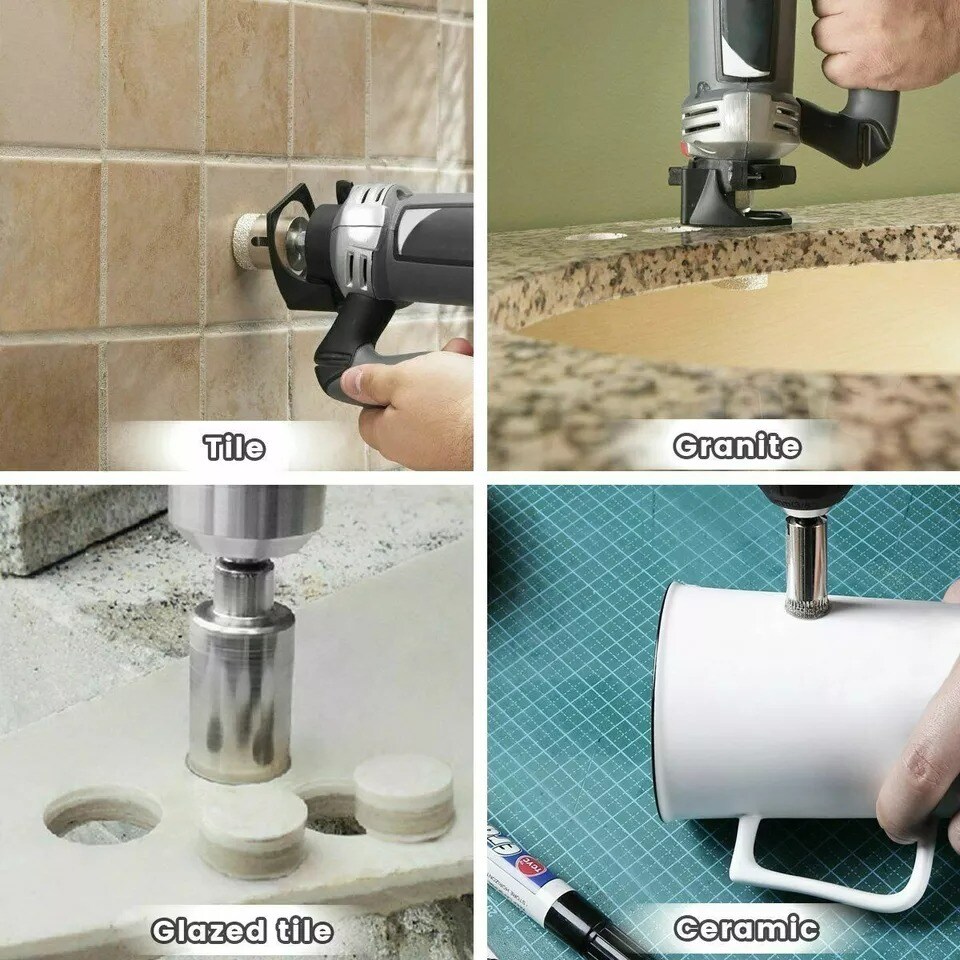 Diamond Drill Bits for Glass Ceramic Tile Porcelain Hole Maker Saw Cutting Set