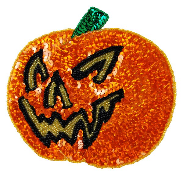 5 3/4&#x22; x 5 1/2&#x22; Jekyll Pumpkin Sequin Applique/Patch