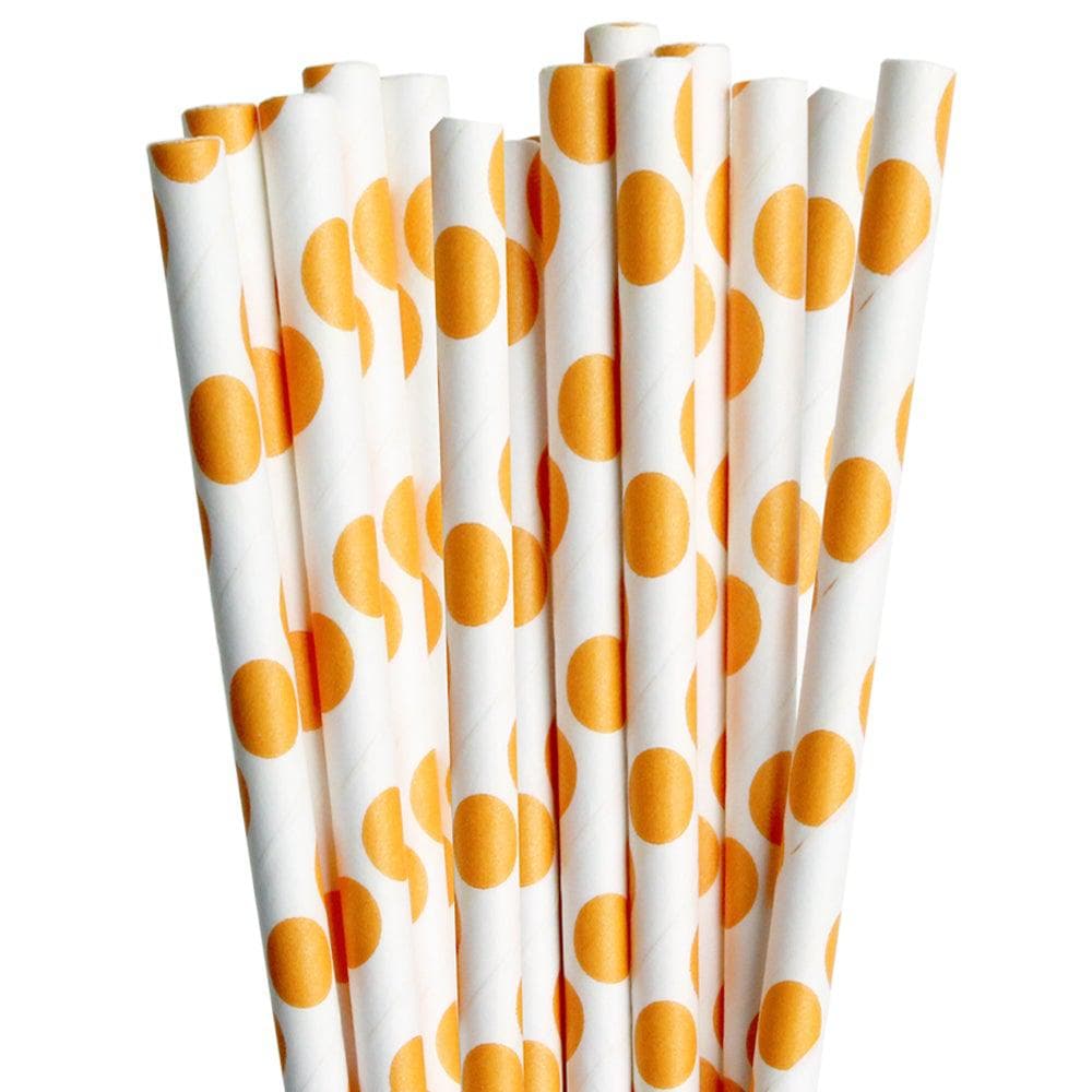 Orange Polka Dot Cake Pop Party Straws