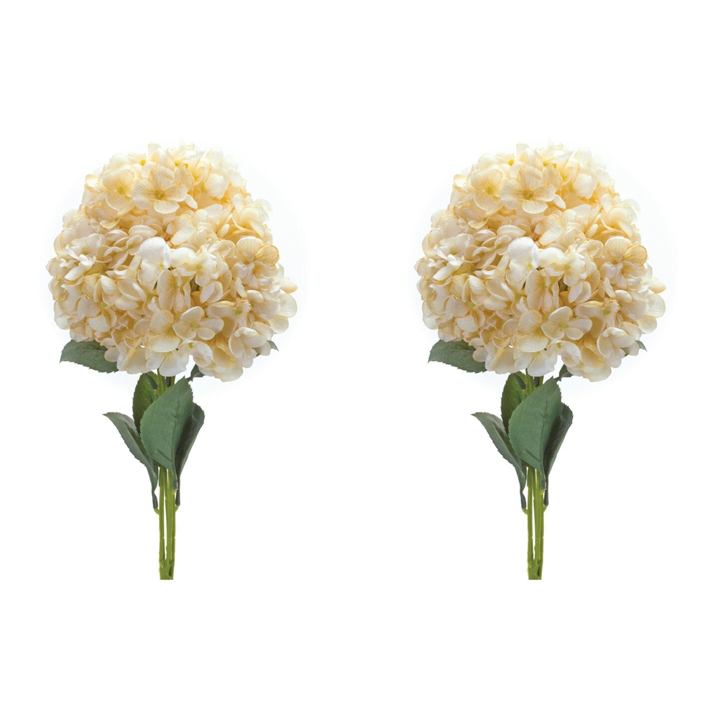 Melrose Set of 2 Yellow Hydrangea Artificial Bushes 19&#x22;