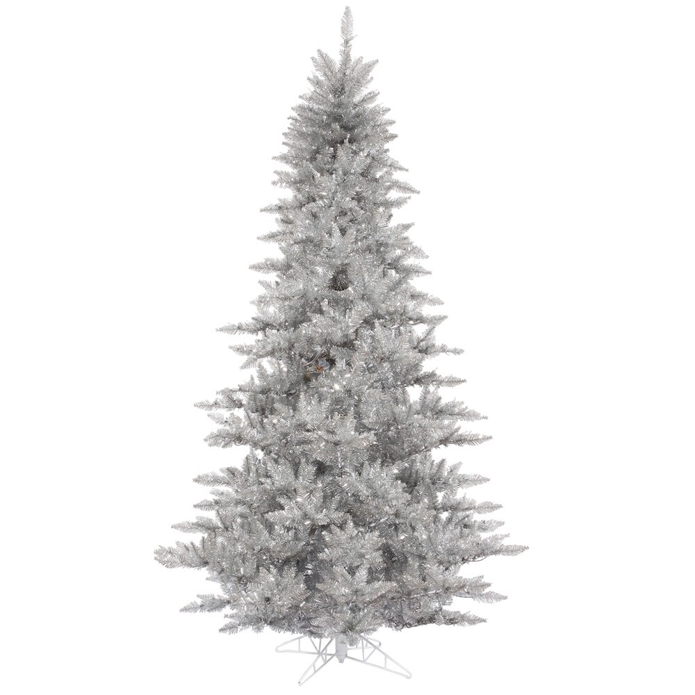 Vickerman Unlit 3' x 25" Silver Fir Artificial Tree - 234 PVC Tips Plastic Stand